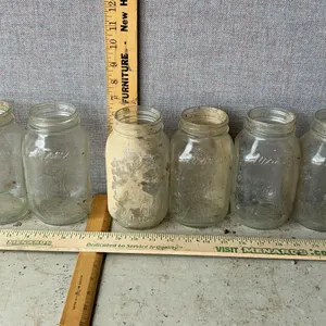 6 Vintage Moms Mason Jars 1 Qt. Glass Canning Jars