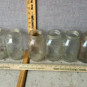 6 Vintage Moms Mason Jars 1 Qt. Glass Canning Jars