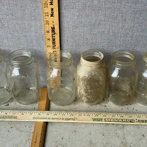 6 Vintage Moms Mason Jars 1 Qt. Glass Canning Jars