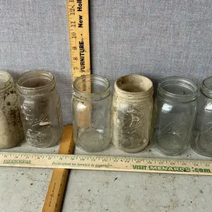 6 Vintage Wide Mouth Ball 1 Qt. Glass Canning Jars