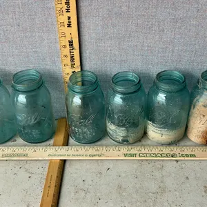 6 Vintage Ball 1 Qt. Blue Glass Canning Jars