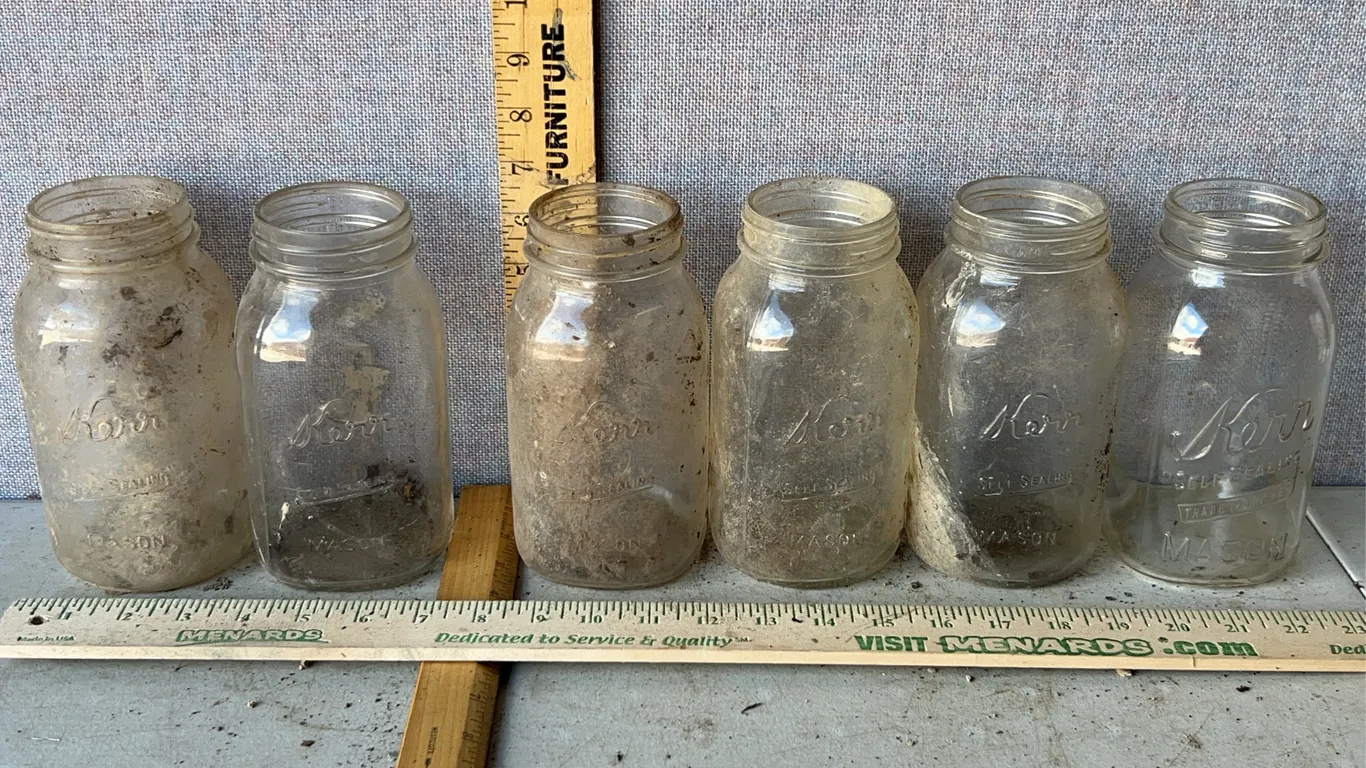 6 Vintage Kerr Self Sealing Mason 1 Qt Glass Canning Jars