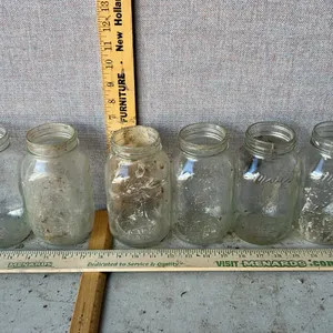 6 Vintage Moms Mason Jars 1 Qt. Glass Canning Jars