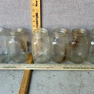6 Vintage Moms Mason Jars 1 Qt. Glass Canning Jars