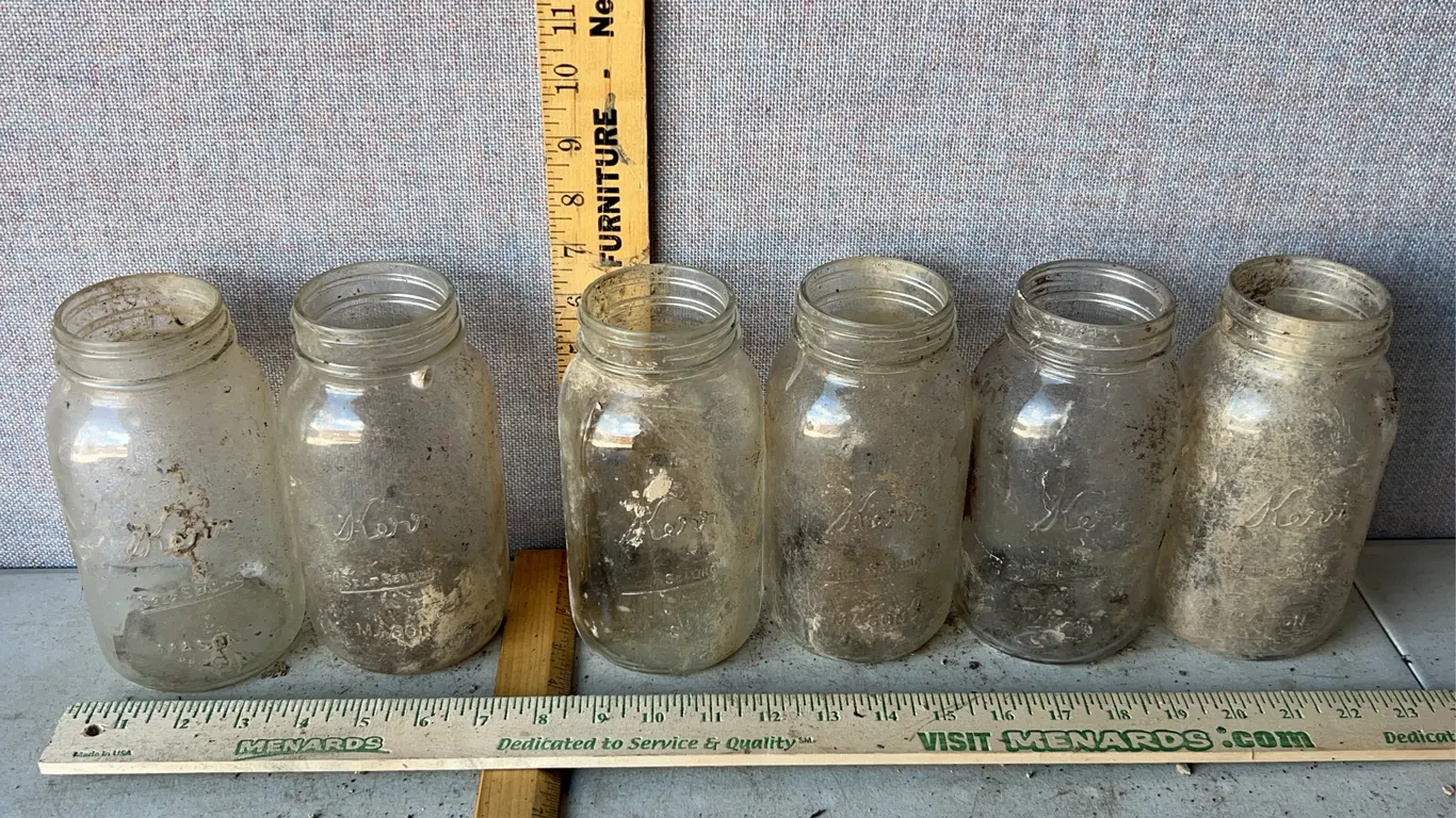 6 Vintage Kerr Self Sealing Mason 1 Qt Glass Canning Jars