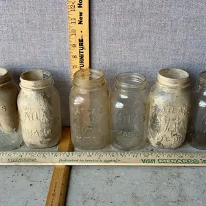 6 Vintage Hazel Atlas Mason 1 Qt. Glass Canning Jars