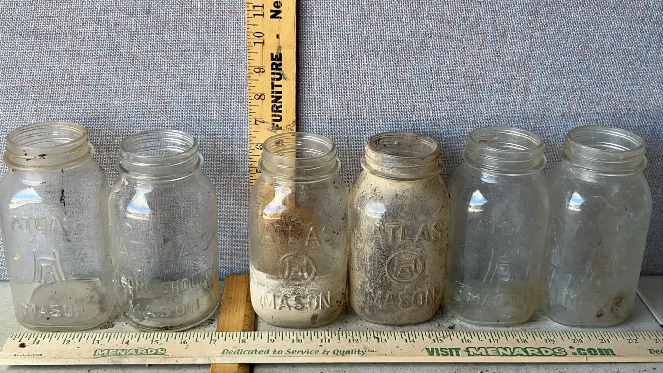 6 Vintage Hazel Atlas Mason 1 Qt. Glass Canning Jars