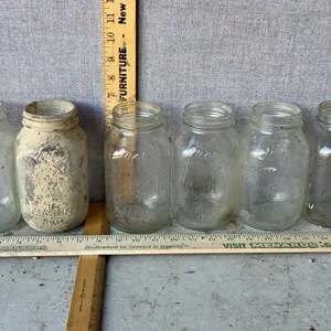 6 Vintage Moms Mason Jars 1 Qt. Glass Canning Jars