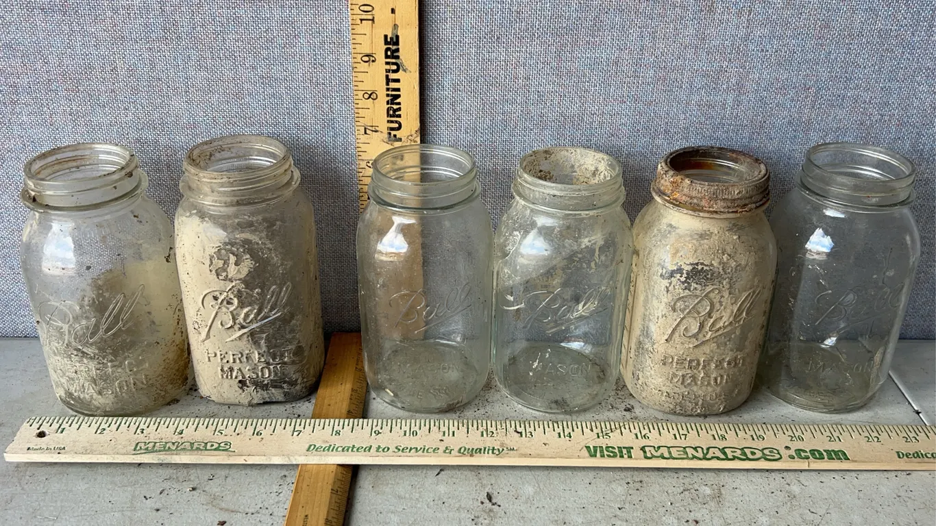 6 Vintage Ball 1 Qt. Glass Canning Jars