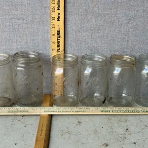 6 Vintage Wide Mouth Kerr Self Sealing Mason 1 Qt Glass Canning Jars