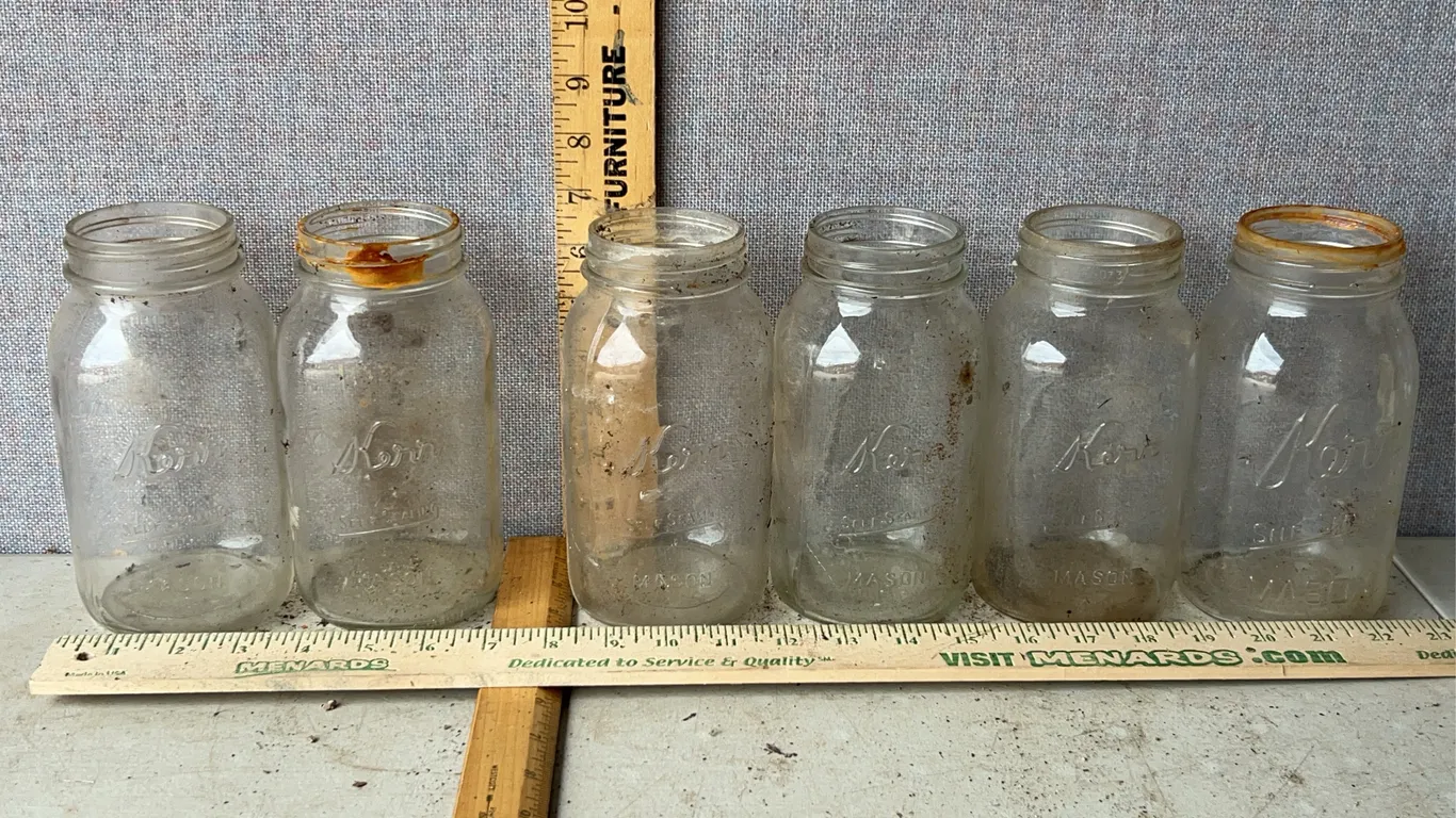6 Vintage Kerr Self Sealing Mason 1 Qt Glass Canning Jars