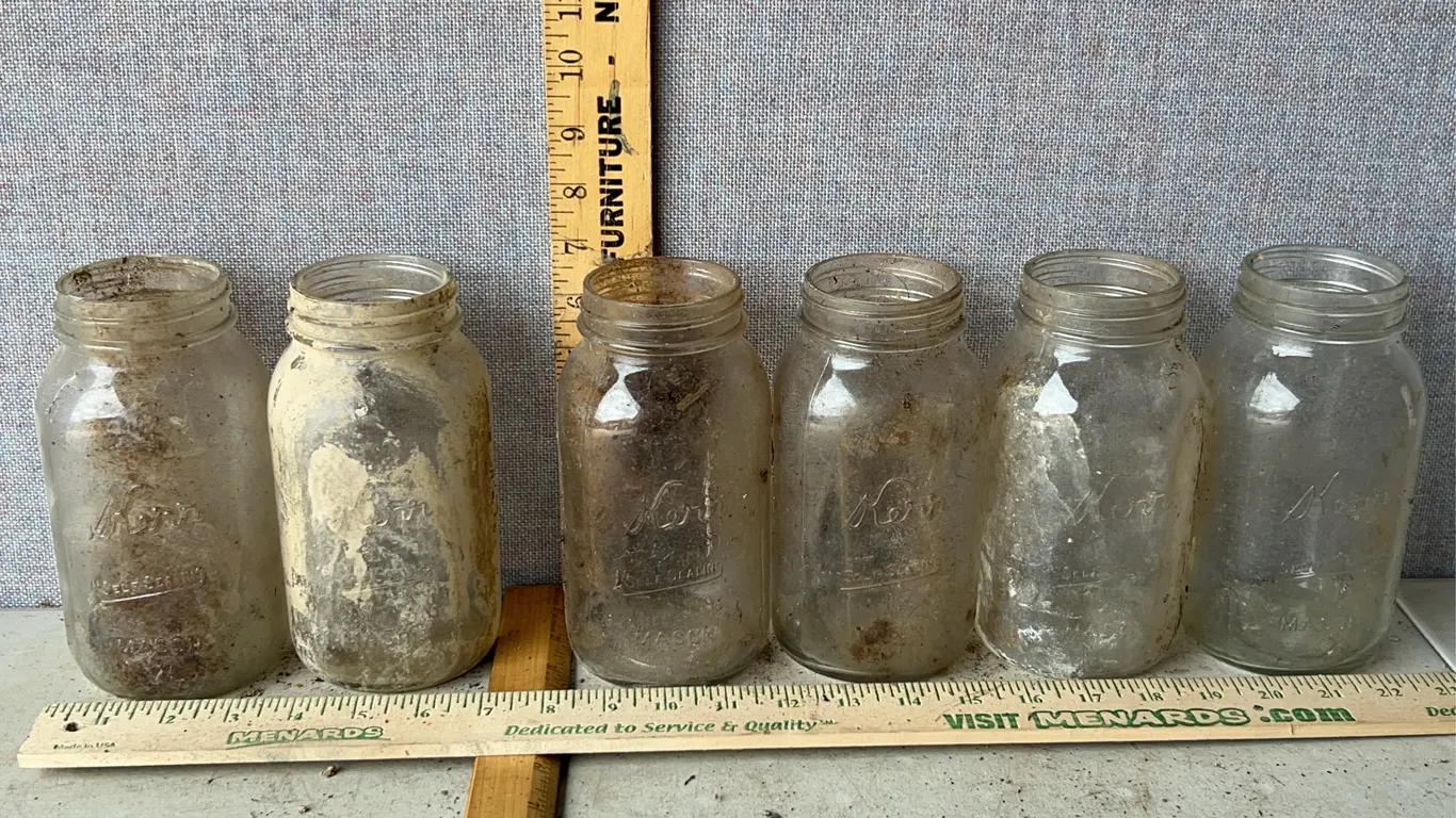6 Vintage Kerr Self Sealing Mason 1 Qt Glass Canning Jars