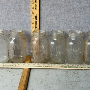 6 Vintage Hazel Atlas Mason 1 Qt. Glass Canning Jars