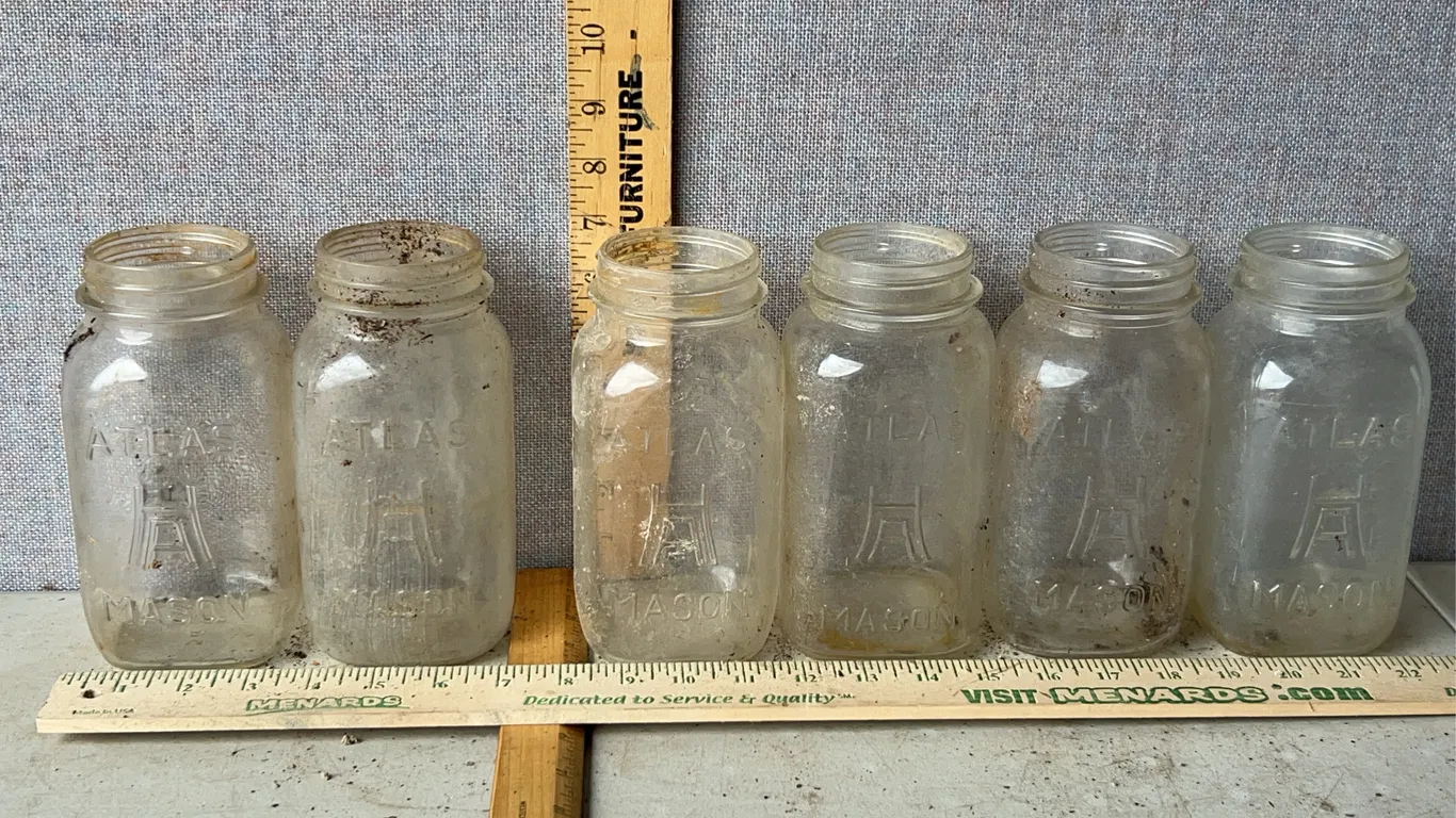 6 Vintage Hazel Atlas Mason 1 Qt. Glass Canning Jars