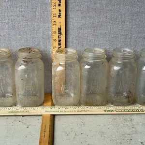 6 Vintage Hazel Atlas Mason 1 Qt. Glass Canning Jars