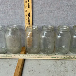 6 Vintage Moms Mason Jars 1 Qt. Glass Canning Jars