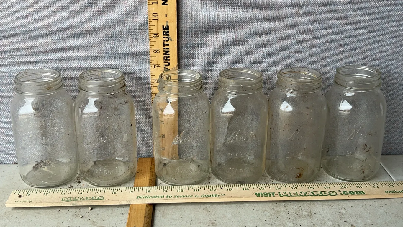 6 Vintage Kerr Self Sealing Mason 1 Qt Glass Canning Jars