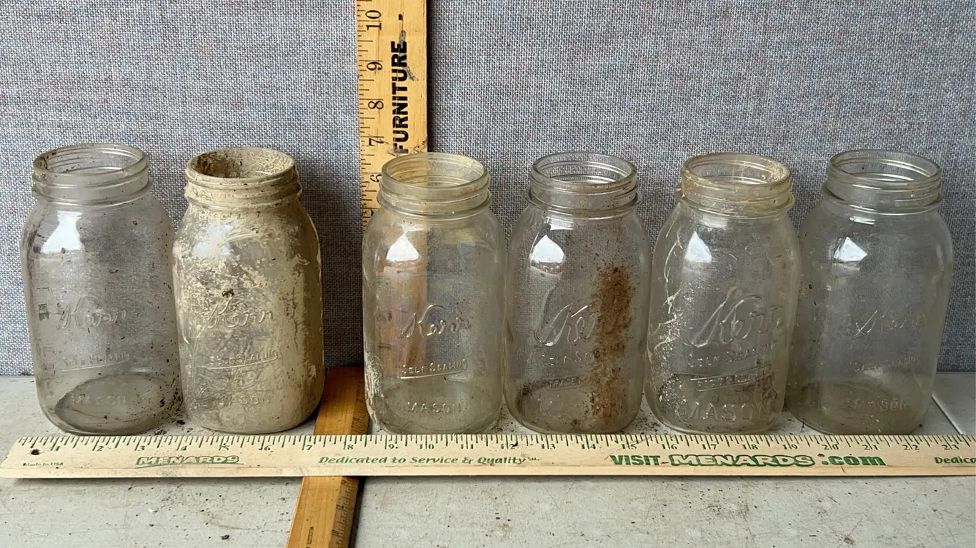 6 Vintage Kerr Self Sealing Mason 1 Qt Glass Canning Jars
