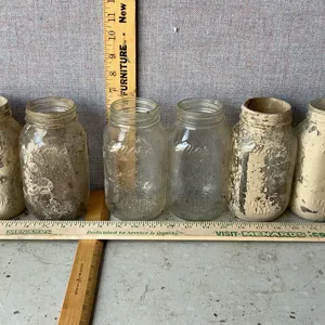 6 Vintage Moms Mason Jars 1 Qt. Glass Canning Jars