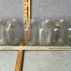 6 Vintage Moms Mason Jars 1 Qt. Glass Canning Jars