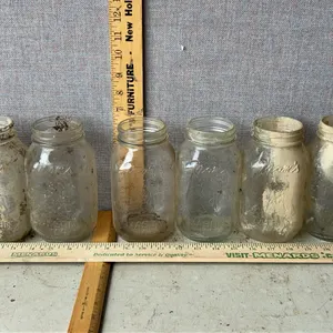 6 Vintage Moms Mason Jars 1 Qt. Glass Canning Jars