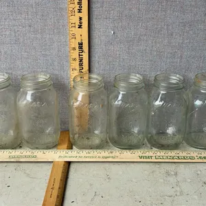6 Vintage Moms Mason Jars 1 Qt. Glass Canning Jars