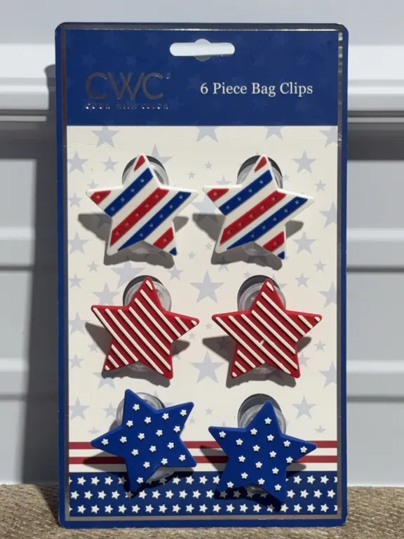 *NEW* Cook With Color (6) Piece Red, White, & Blue Magnetic Bag Clips