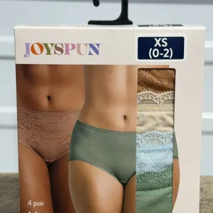 *NEW* Joyspun Women's Soft Touch Lace Brief Panties, 4-Pack, XSmall (0-2)