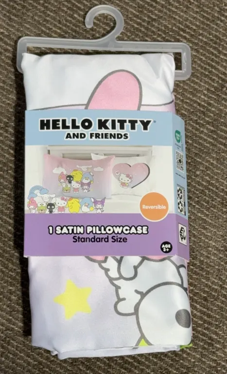 *NEW* Hello Kitty & Friends Pink/White Reversible Silky Satin Pillowcase, Standard Size, 1 Pack