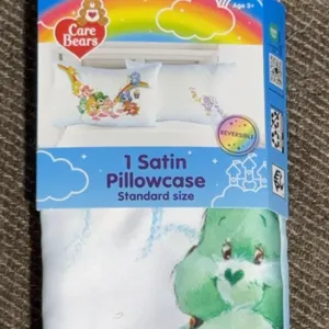 *NEW* Care Bears White Blue Reversible Silky Satin Pillowcase, Standard Size, 1-Pack