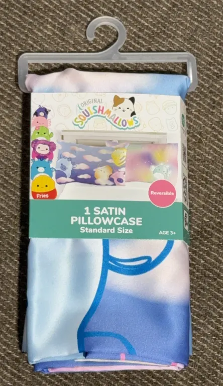 *NEW* Squishmallows Blue Pink Reversible Silky Satin Pillowcase, Standard Size, 1 Pack
