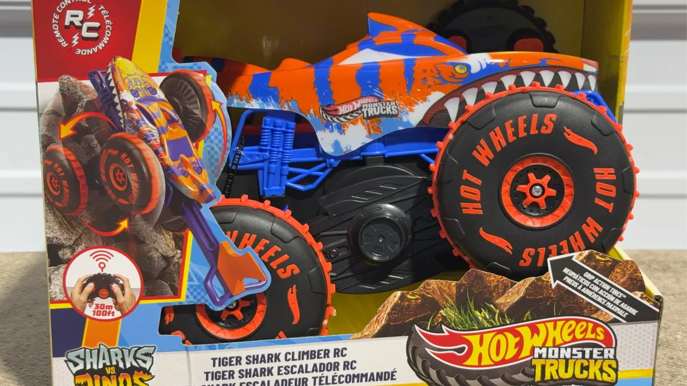 *NEW* Hot Wheels Monster Trucks Tiger Shark Climber RC Vehicle, Battery-Powered Remote-Control Toy T