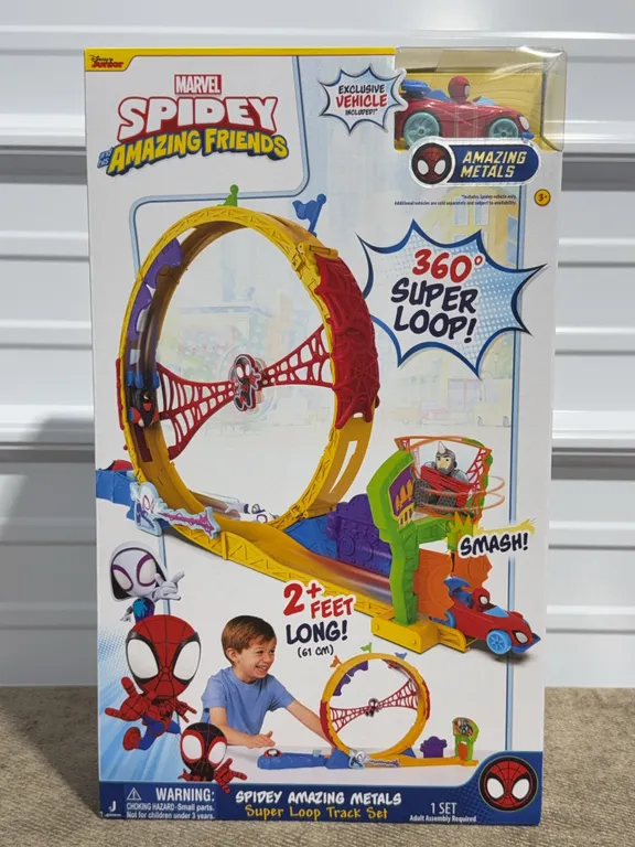 *NEW* Marvel Spidey and His Amazing Friends Amazing Metals Super Loop Track with Spider Man Vehicle