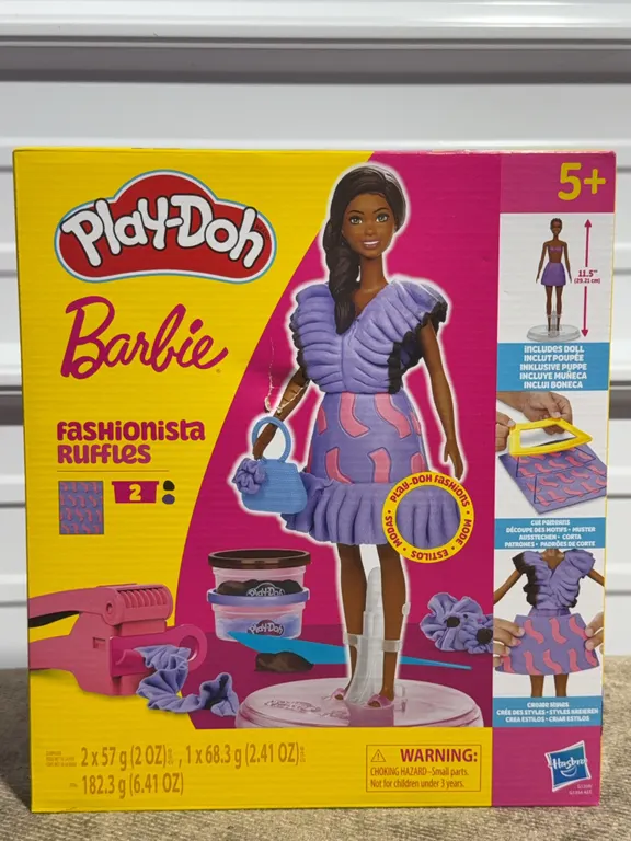 *NEW* Play-Doh Barbie Fashionista Ruffles Set, Make Doll Clothes