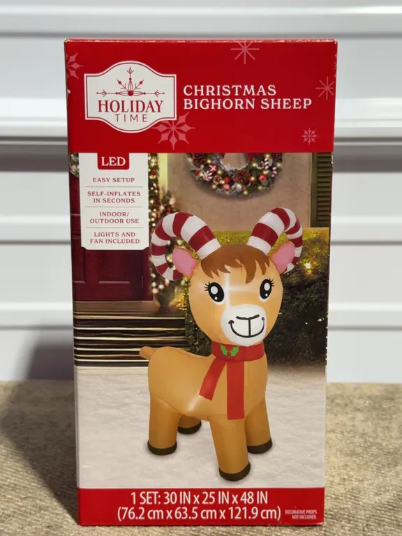 *NEW* Holiday Time Christmas Bighorn Sheep Airblown Yard Inflatable 48" LED Easy Setup