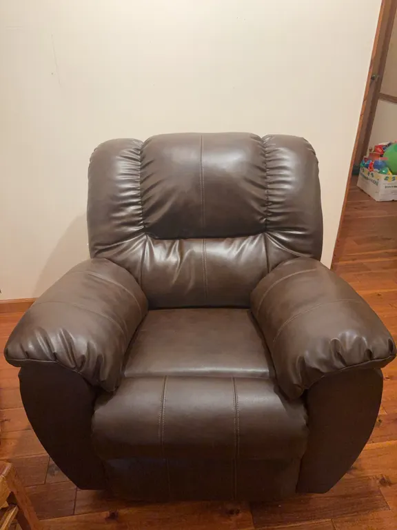 Brown leather recliner