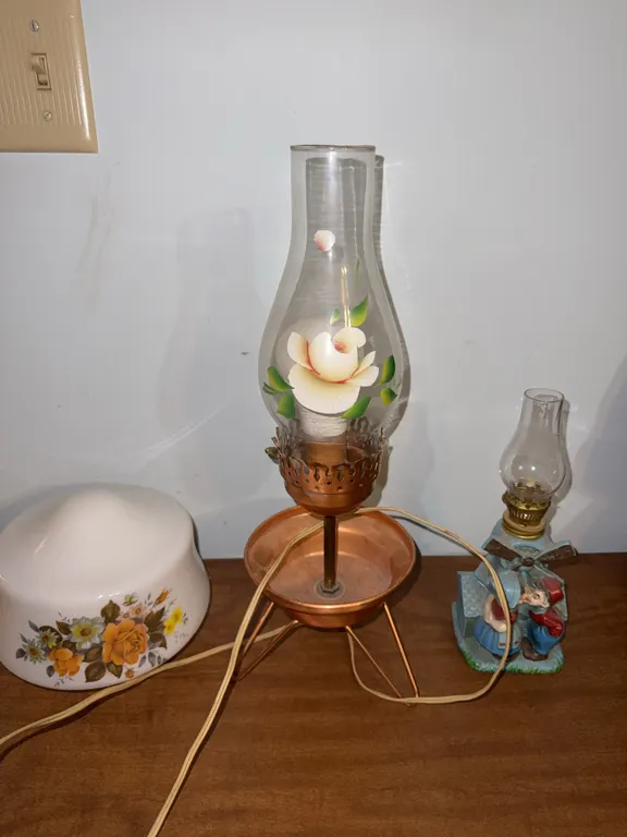 Lamps with a floral glass globe