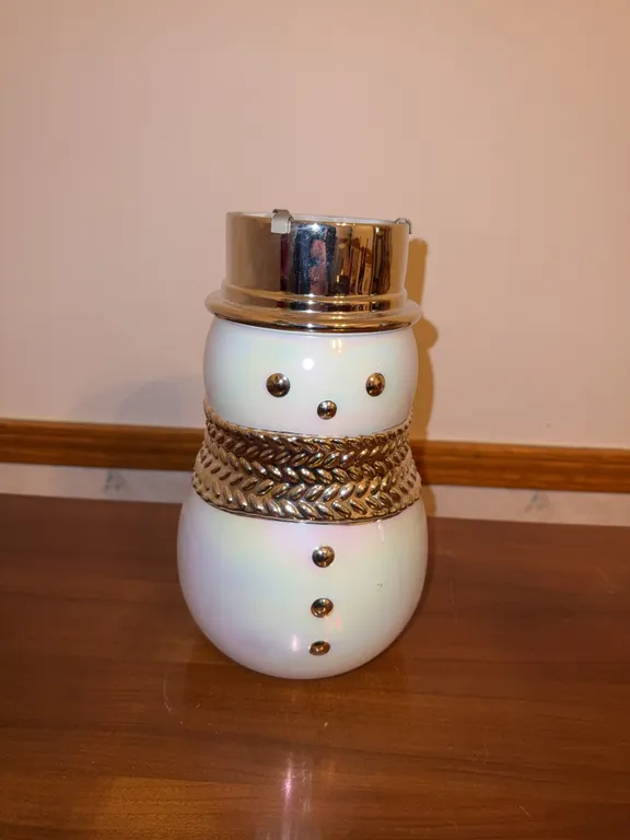 Glass snowman candle holder
