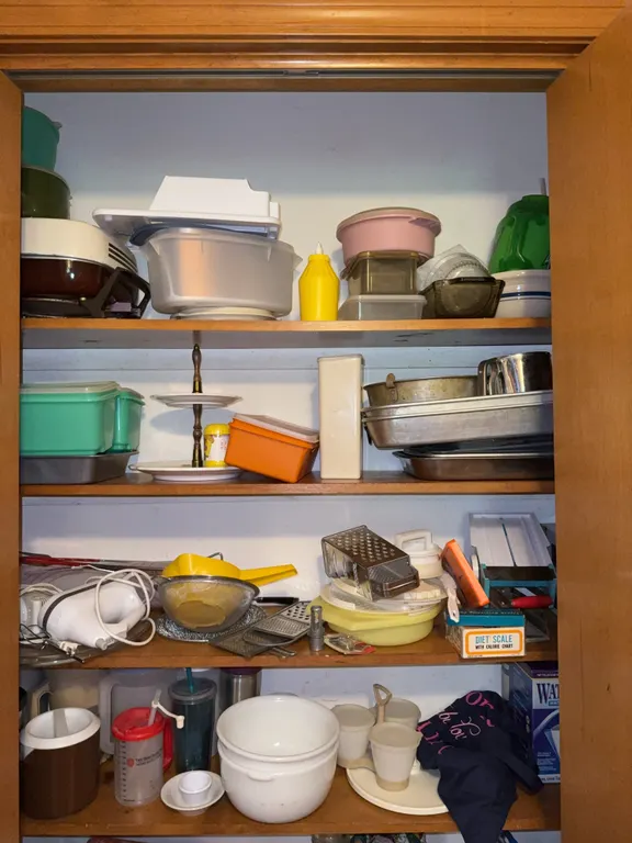 Closet clean out of kitchen supplies