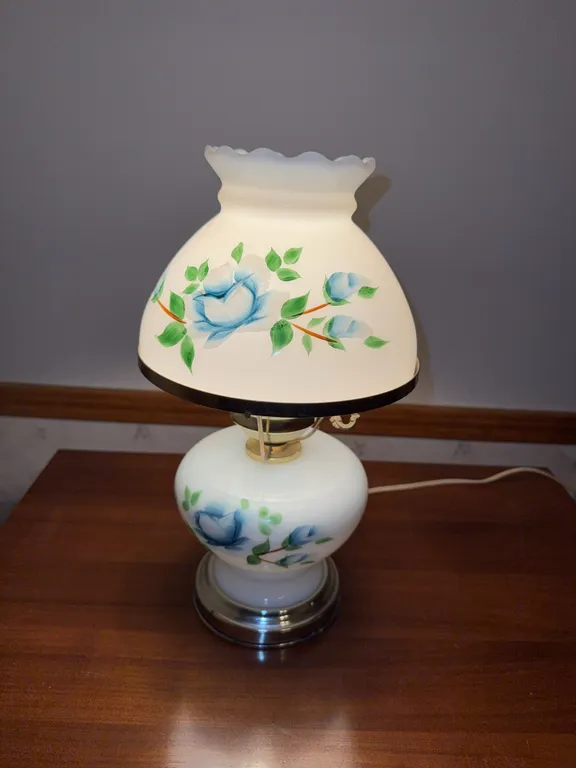 vintage milk glass hurricane table lamp