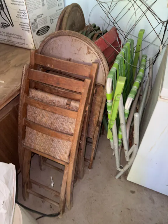 Lot of old folding chairs