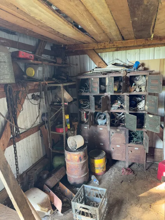 Old lockers with miscellaneous hardware and items
