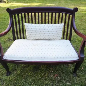 Vertical Slat Back Antique Settee