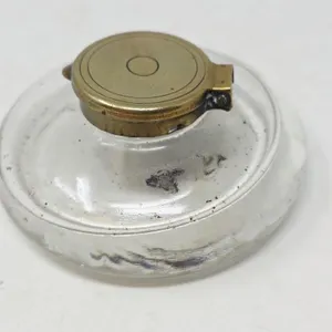 Antique Glass & Metal Ink Well