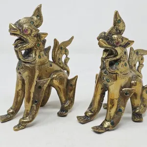 Brass Burmese Temple Guardian Sculptures