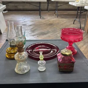 Antique Glass Oil Lamps and Decorative Glassware L