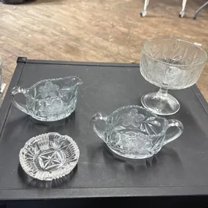 Vintage Crystal Glassware Lot - Ashtray, Creamers,