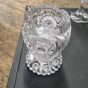 Antique Crystal Glass Footed Bowl and Compotes Set