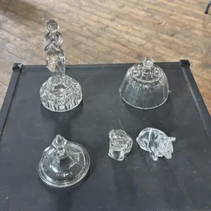 Clear Glass Figurine Lot - Woman, Dog, Pig, and Li