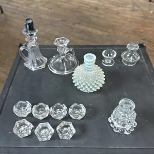 Lot of Clear and Opalescent Glass Tableware and De